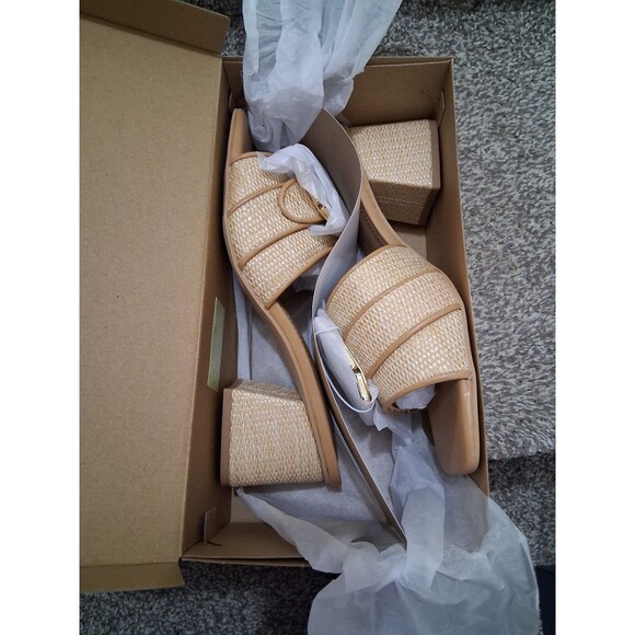 NEW! Women's a new day Kathleen Raffia Buckle Block Heels, Size 8 - Picture 3 of 11